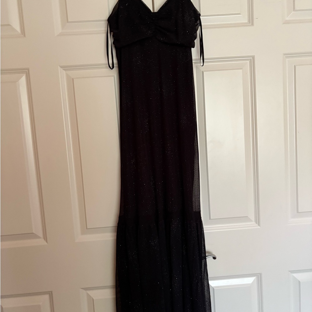 Rectangle Blanc Vintage dress Sparkle Maxi Dress with Spaghetti Straps